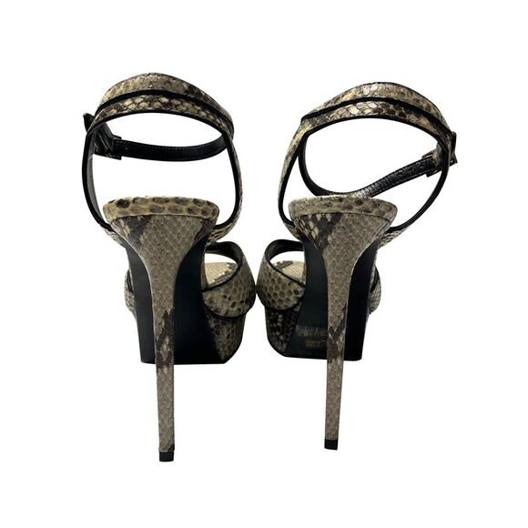 Saint Laurent Snakeskin Effect Tribute Platform Sandals in Multicolor Leather - Picture 4 of 10
